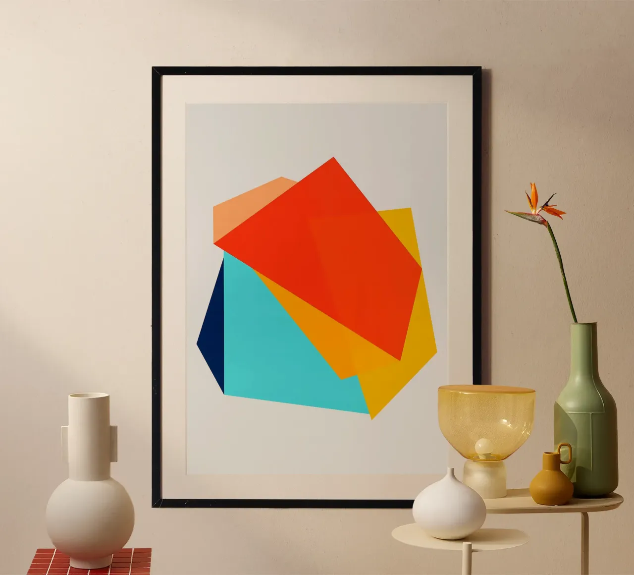 forme sovrapposte forme geometriche poster con telaio in alluminio da Patrick M Gerber