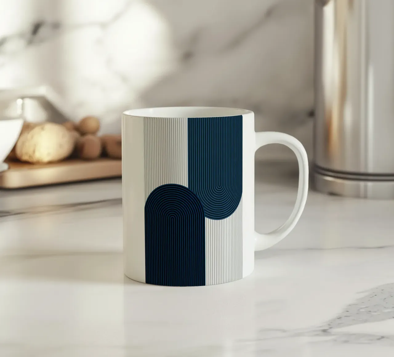 strisce rettangolo arrotondato strisce verticali tazza in ceramica da Patrick M Gerber