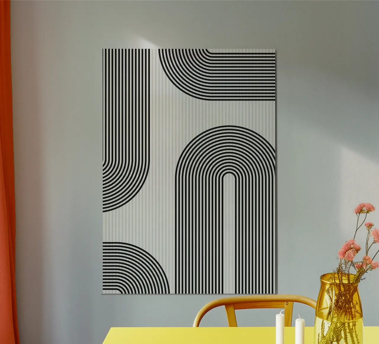 motivo geometrico cerchi bianchi e neri poster con telaio in alluminio da Patrick M Gerber