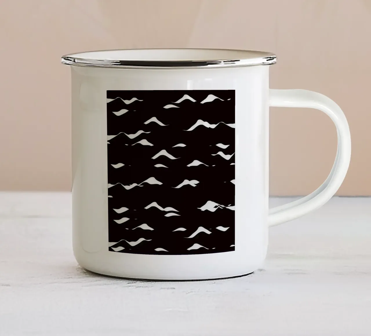 Waves pattern enamel mug by Little Dean