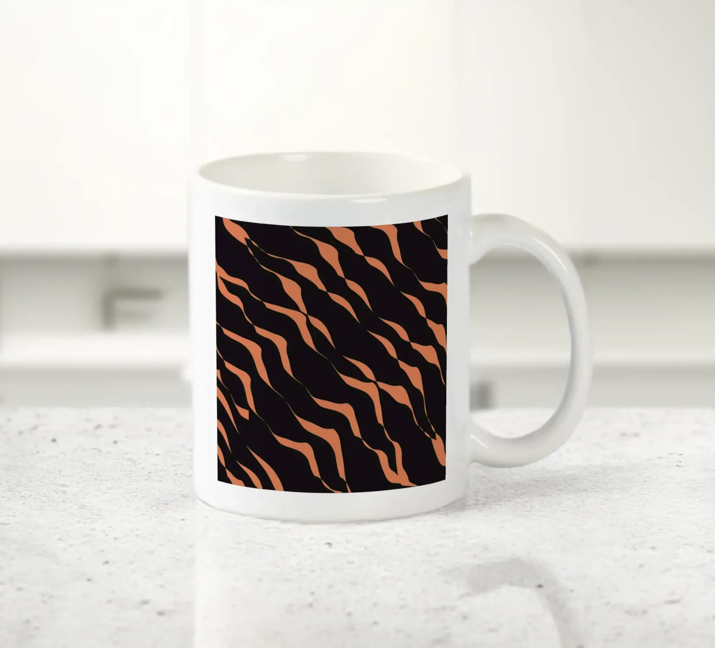 Waves pattern 03 ceramic mug by Little Dean