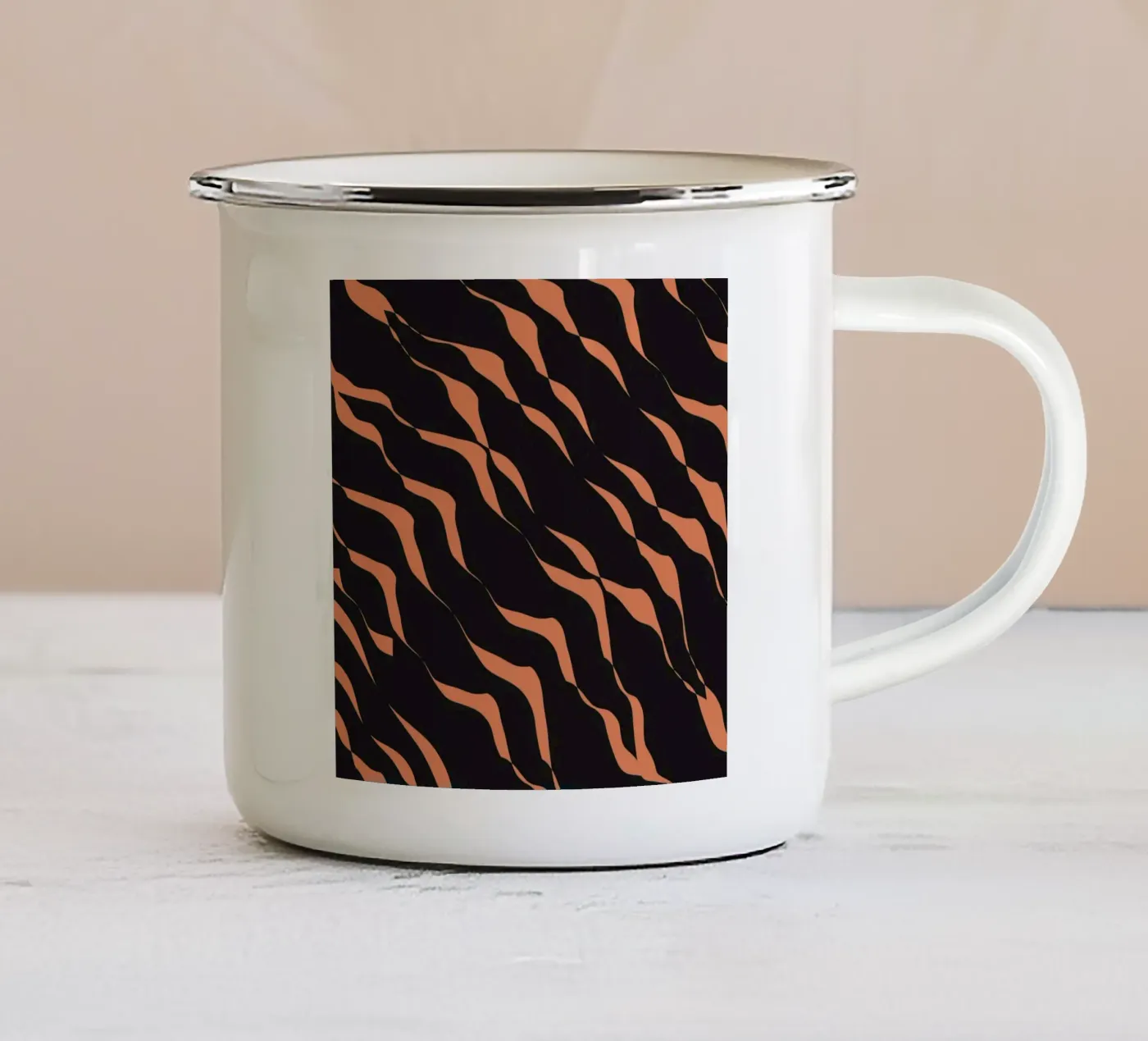 Waves pattern 03 enamel mug by Little Dean