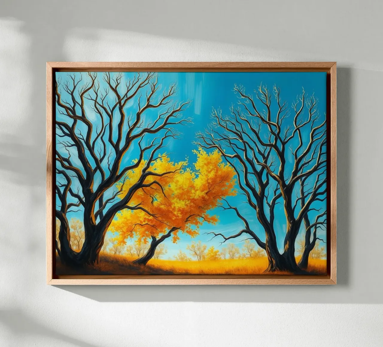 A Vibrant Impressionist Landscape of Bare Branches and a Lu canvas with Floater frame by Artistic-shop