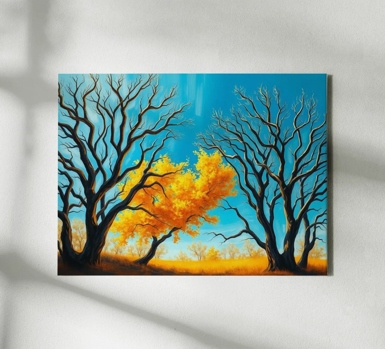A Vibrant Impressionist Landscape of Bare Branches and a Lu canvas with Floater frame by Artistic-shop