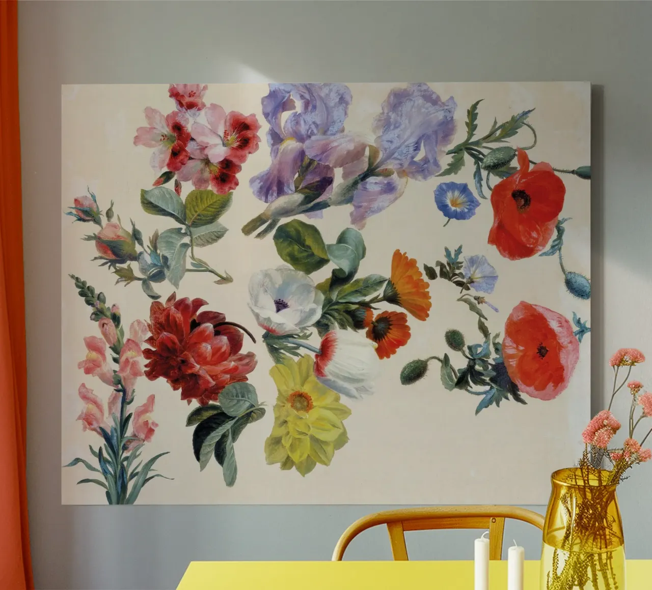 Studi di fiori estivi (1848 circa) di Jacques-Laurent Agas tela con Cornice a cassetta da Venus Art