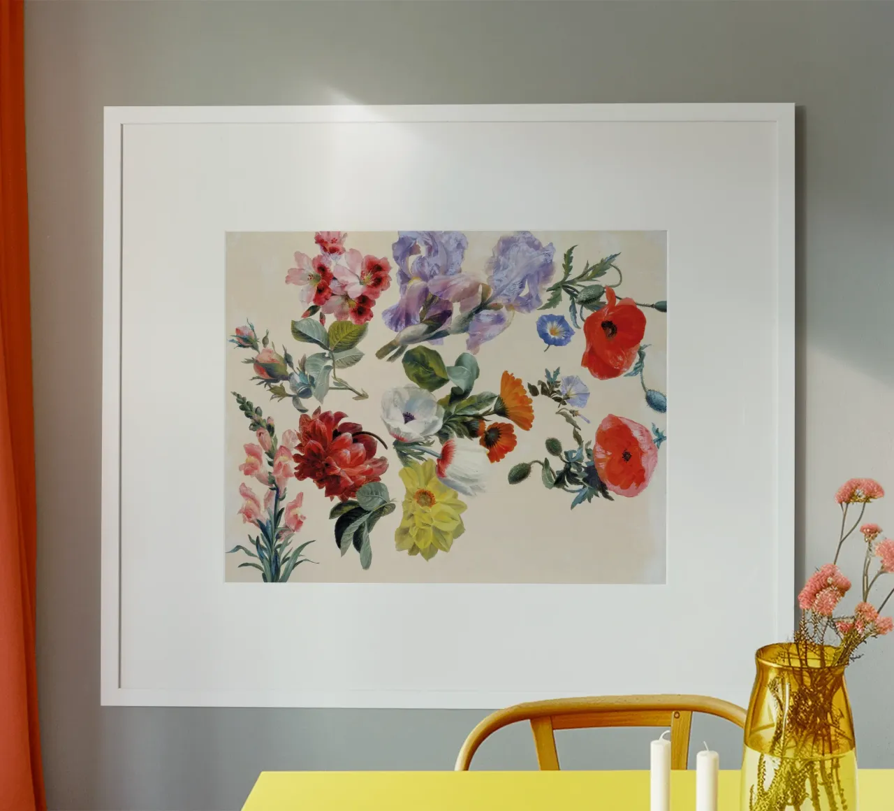 Studi di fiori estivi (1848 circa) di Jacques-Laurent Agas poster con telaio in alluminio da Venus Art