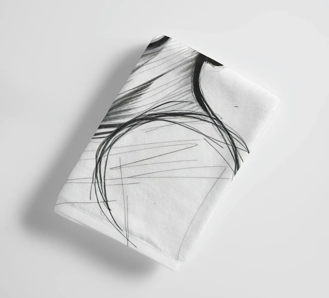 Donna di profilo con corona di fiori Schizzo in bianco e nero asciugamano da bagno da DesignDoodle