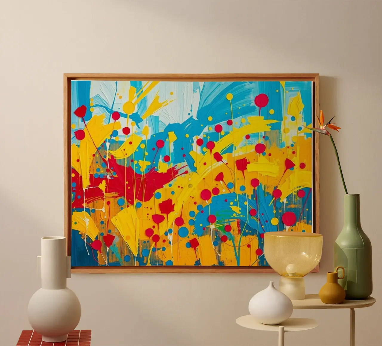 Sunburst Symphony: Eine strukturierte Feier der Golden Fields a Leinwand mit Schattenfugenrahmen von Artistic-shop