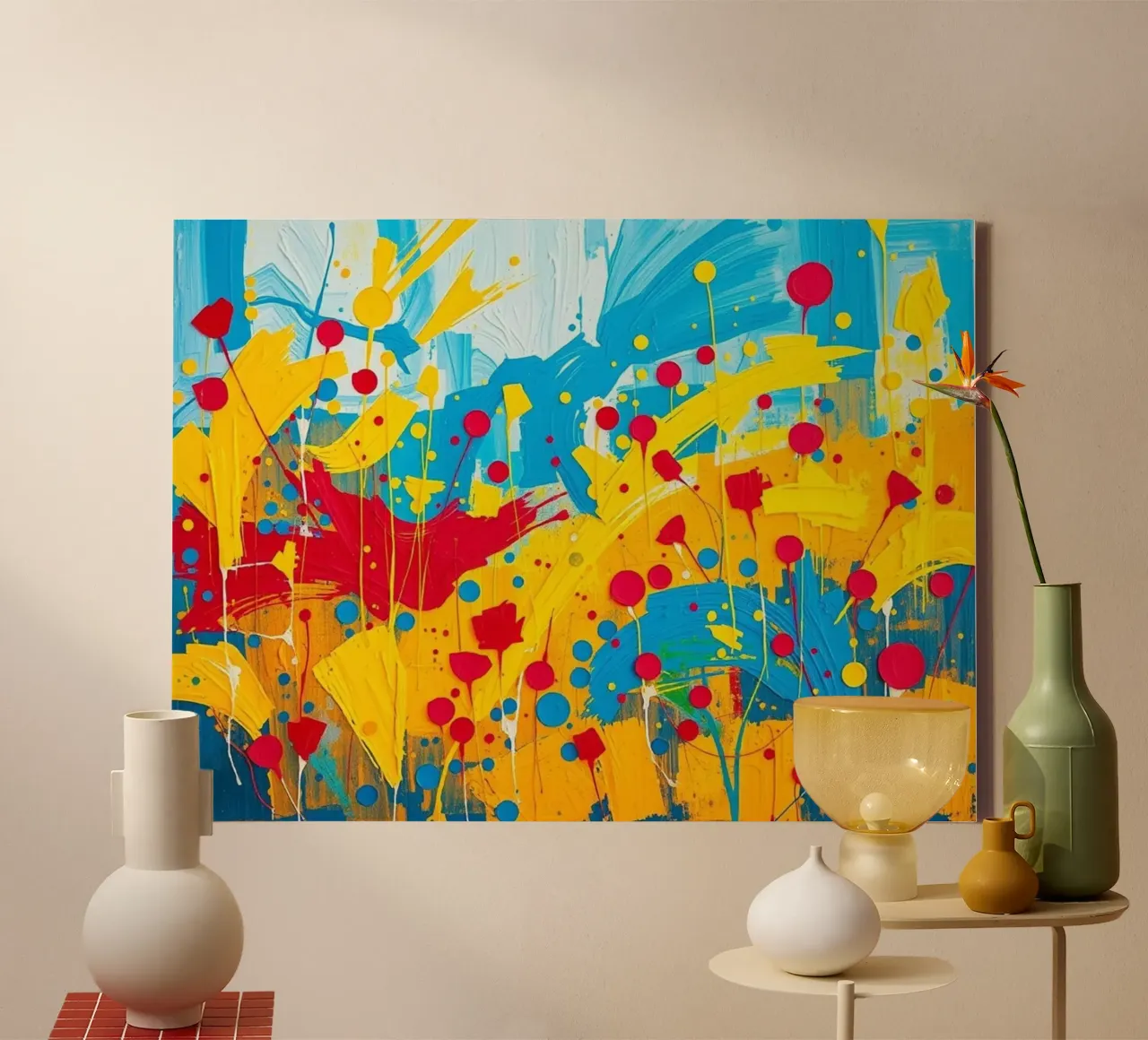 Sunburst Symphony: Eine strukturierte Feier der Golden Fields a Leinwand mit Schattenfugenrahmen von Artistic-shop