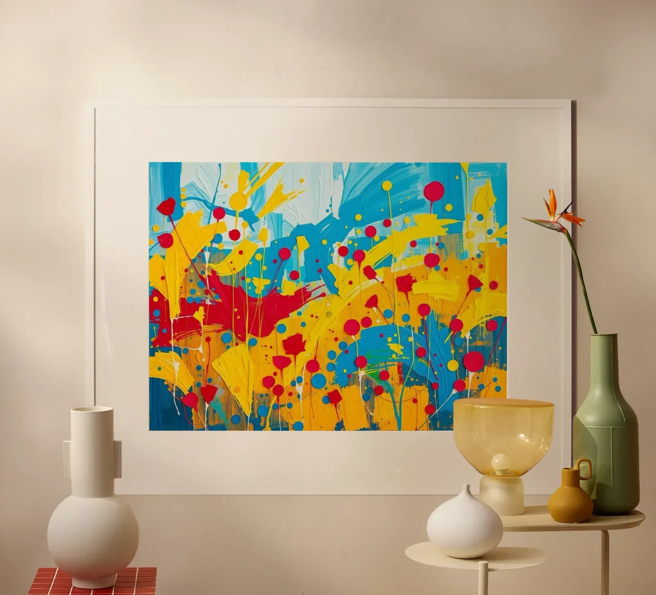 Sunburst Symphony: Una celebrazione strutturata dei campi d'oro a poster con telaio in plastica da Artistic-shop