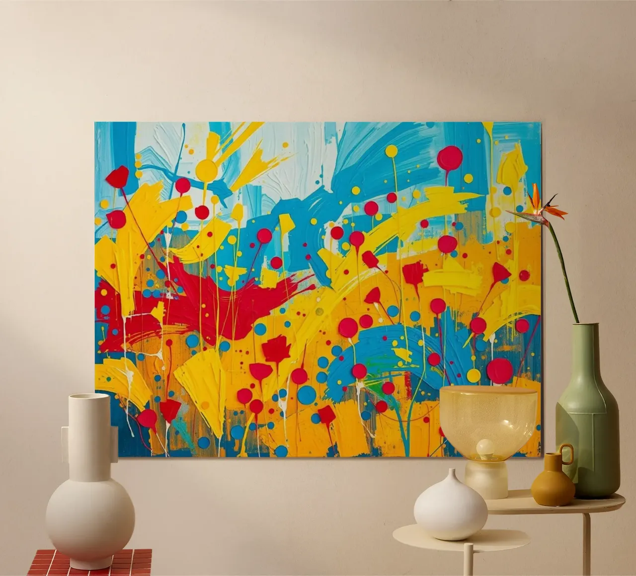 Sunburst Symphony: Una celebrazione strutturata dei campi d'oro a poster con telaio in plastica da Artistic-shop