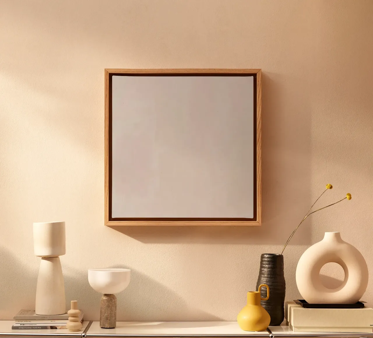 White Surface with Tonal Variations canvas with Floater frame by DesignDoodle
