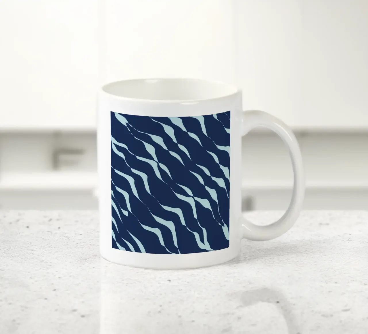 Waves pattern 04 ceramic mug by Little Dean