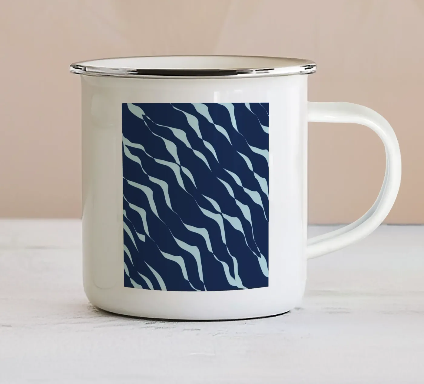 Waves pattern 04 enamel mug by Little Dean