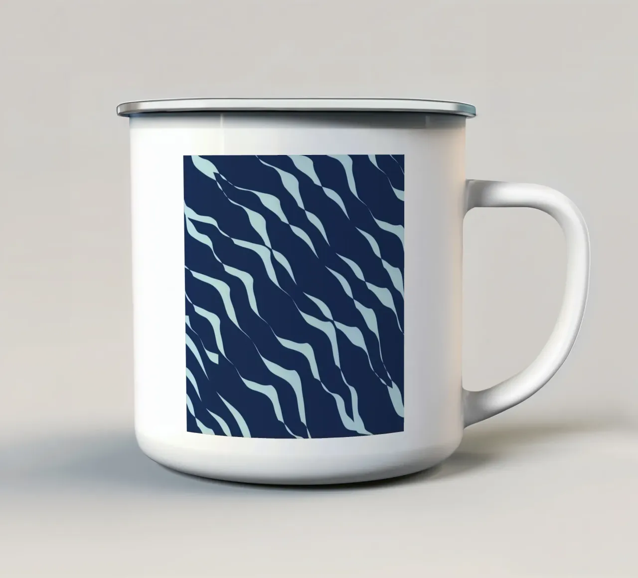 Waves pattern 04 enamel mug by Little Dean