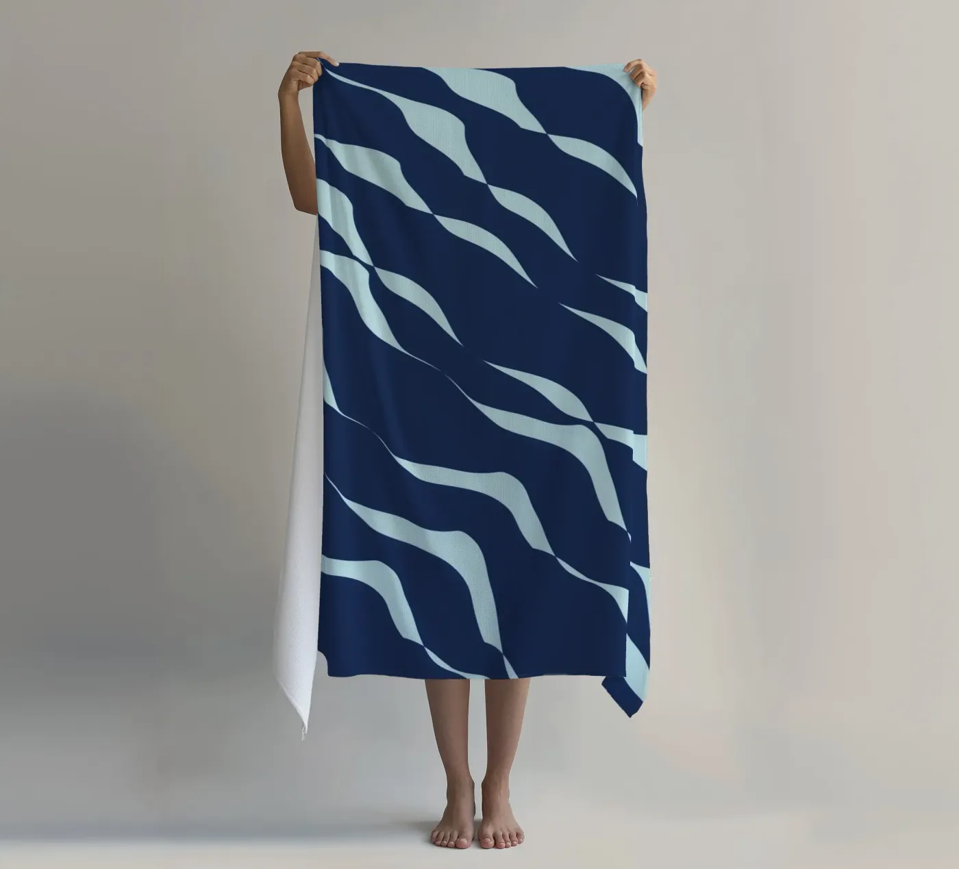 Waves pattern 04 beach towel by Little Dean