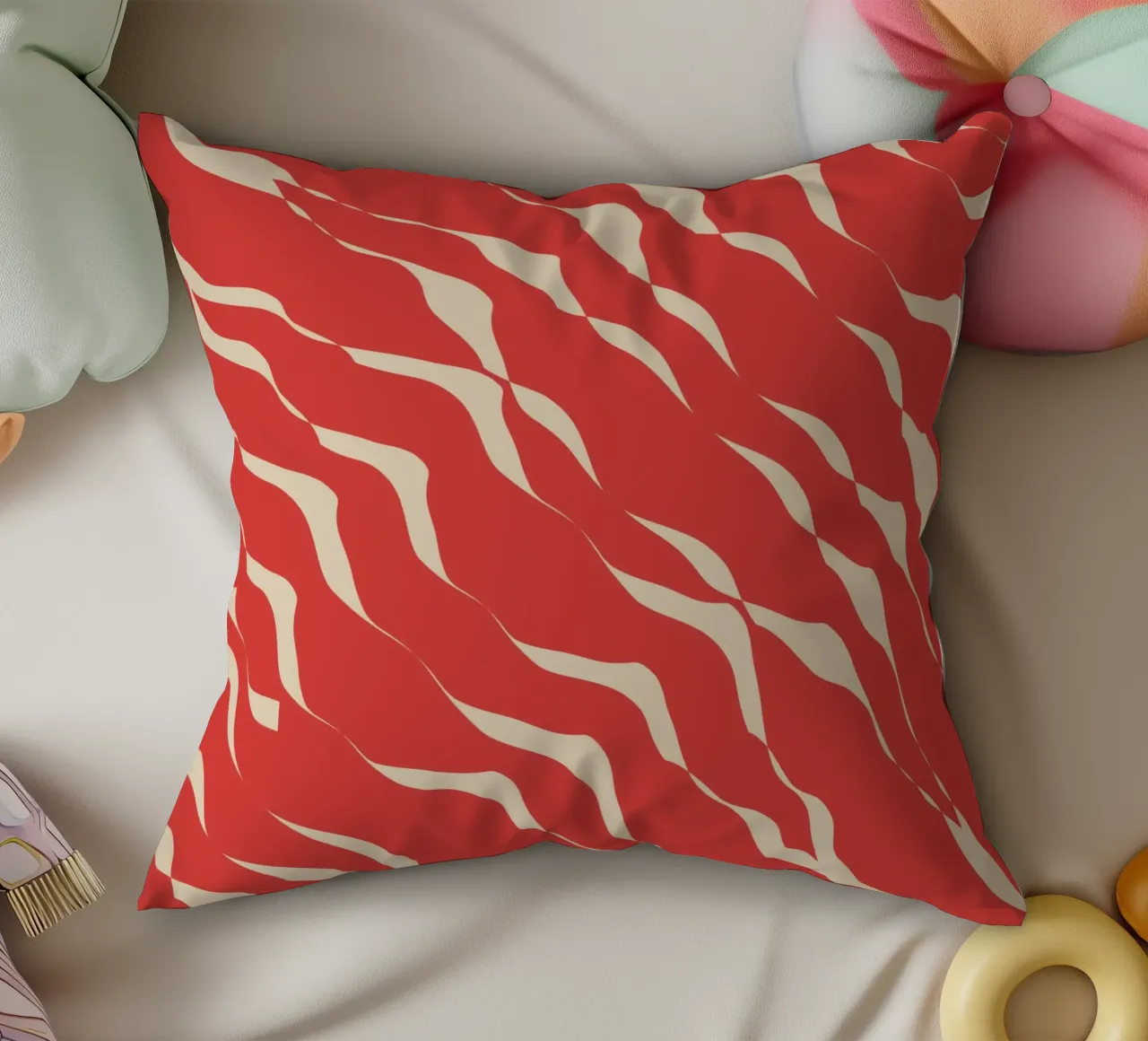 Waves pattern 05 decorative cushion by Little Dean
