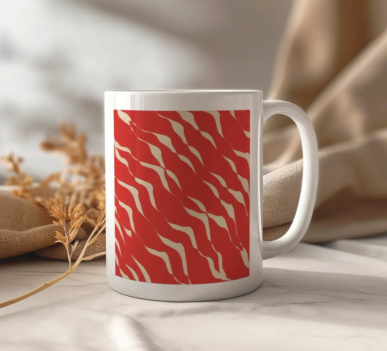Waves pattern 05 ceramic mug by Little Dean