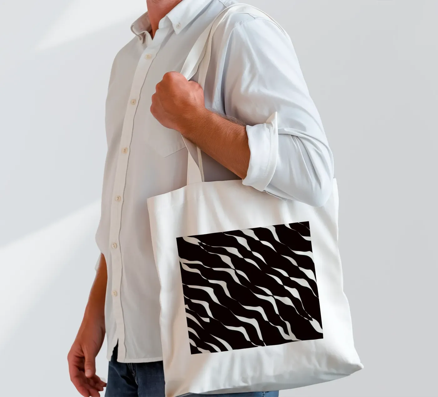 Waves pattern 06 tote bag by Little Dean