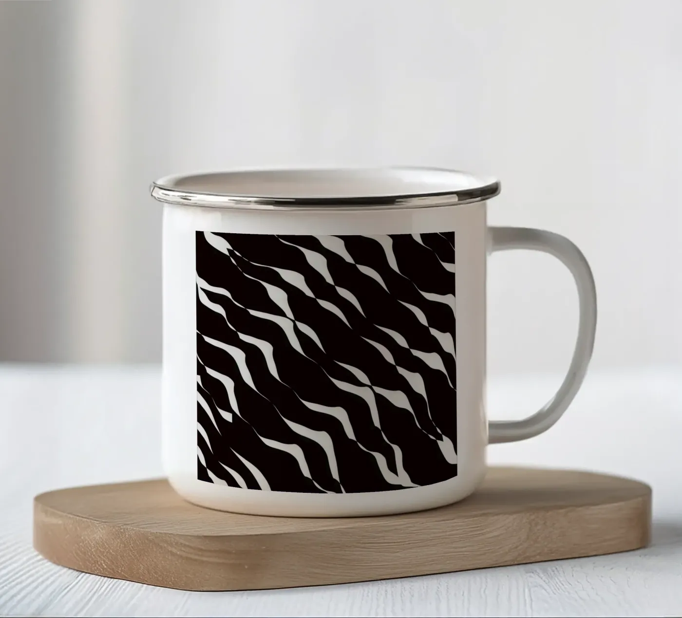 Waves pattern 06 enamel mug by Little Dean