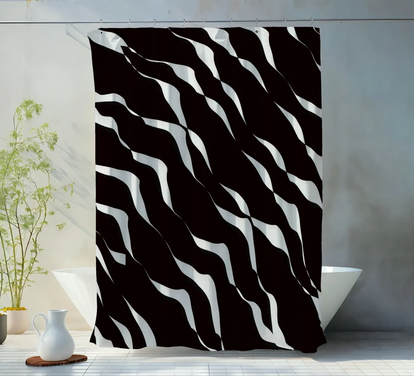 Waves pattern 06 douchegordijn van Little Dean