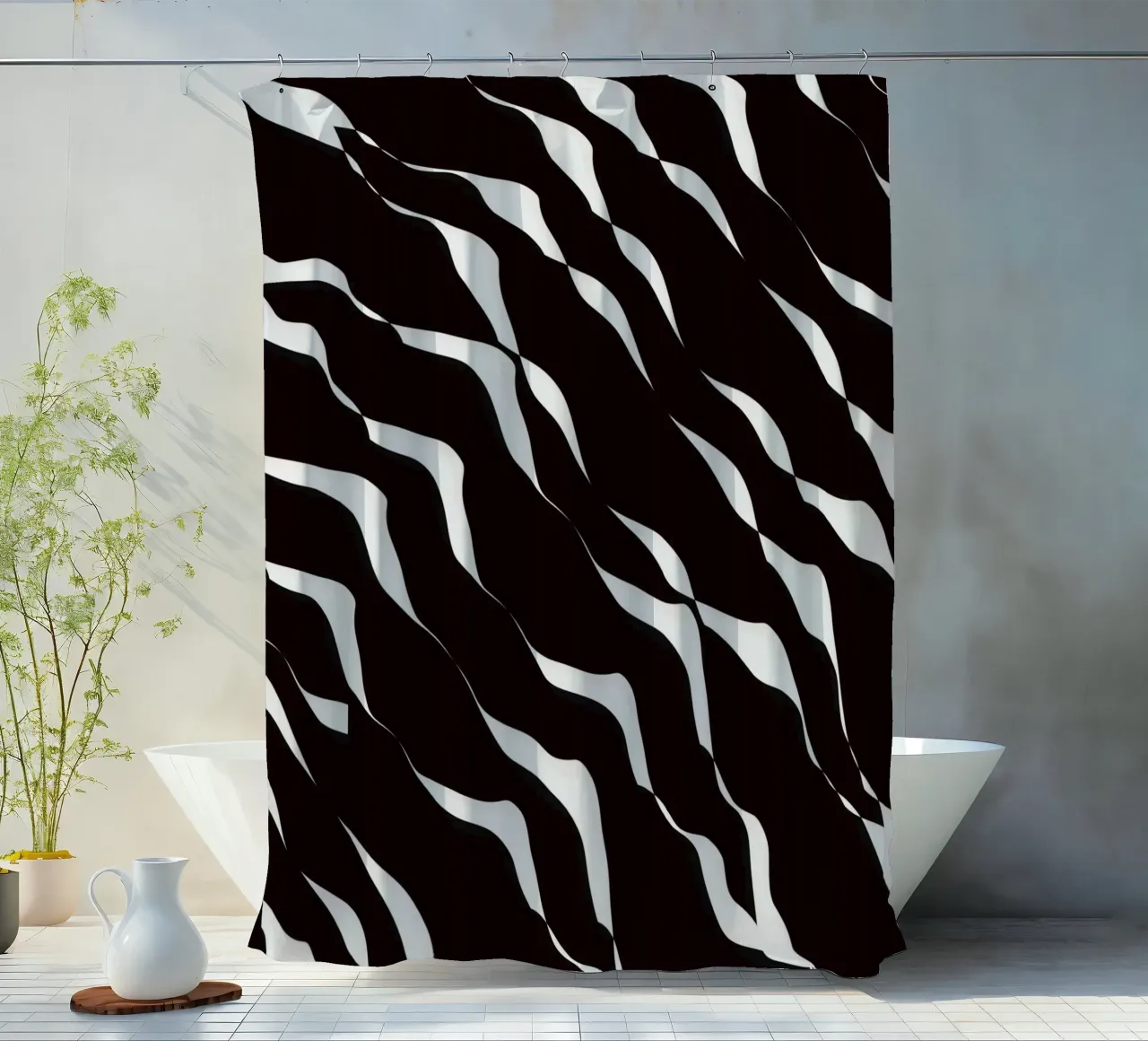 Waves pattern 06 Duschvorhang von Little Dean