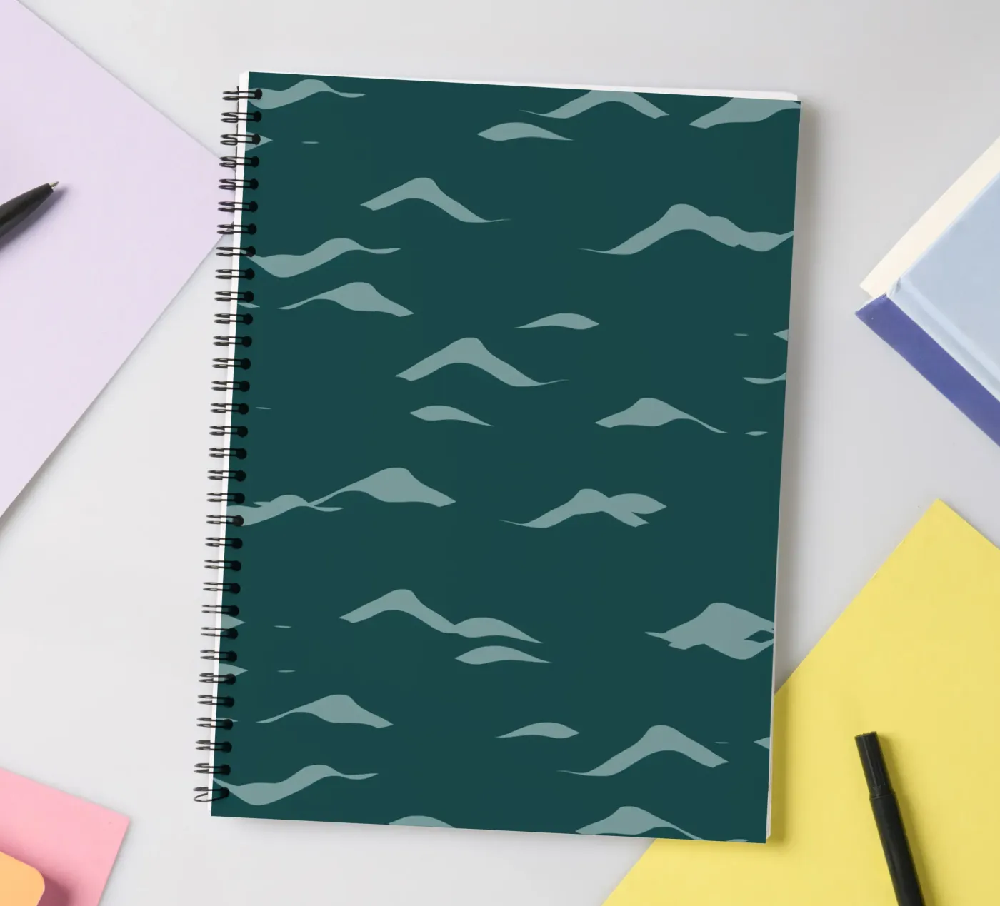 Waves pattern 07 spiral notebook by Little Dean
