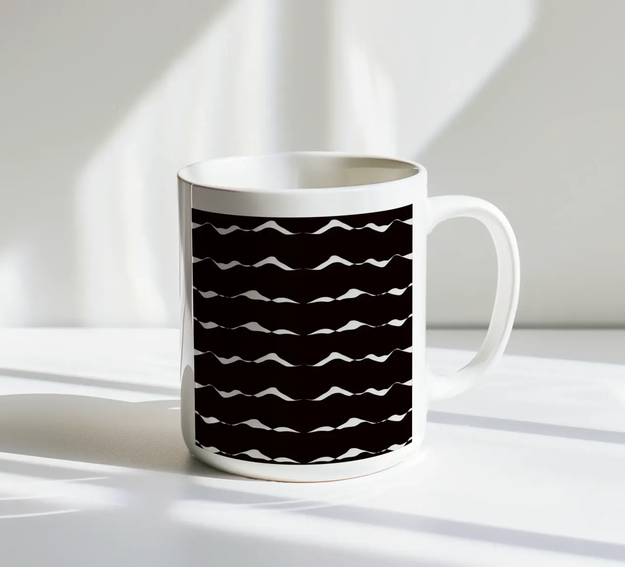 Waves pattern 08 ceramic mug by Little Dean