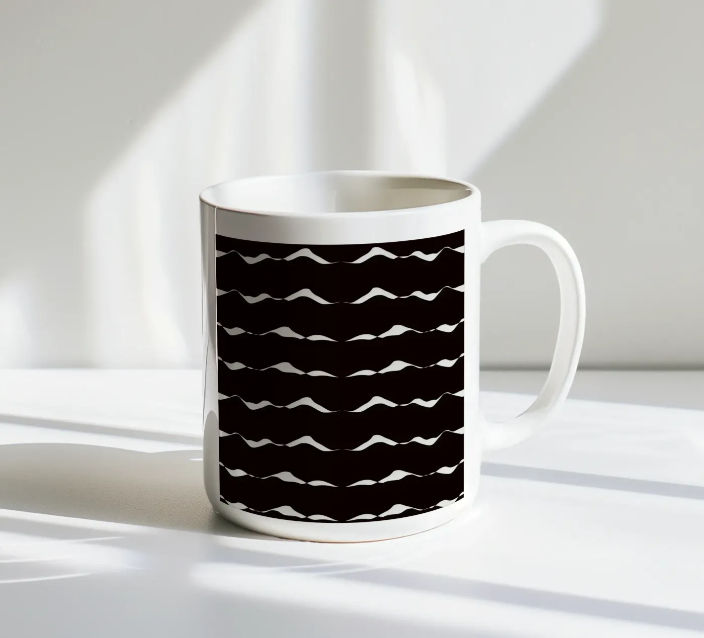 Waves pattern 08 ceramic mug by Little Dean