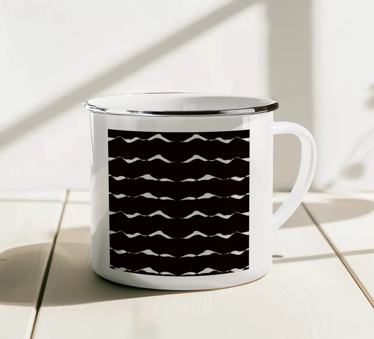 Waves pattern 08 enamel mug by Little Dean