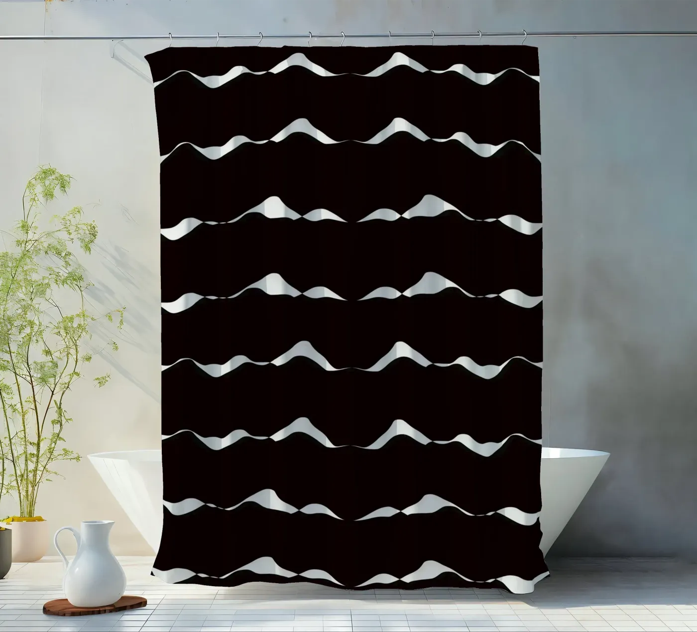 Waves pattern 08 shower curtain by Little Dean