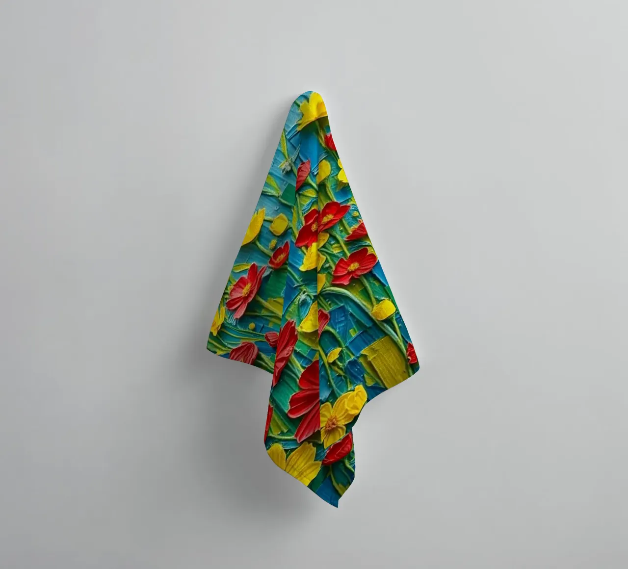 Levendige weide-serenade: Een gestructureerde symfonie badhanddoek van Artistic-shop
