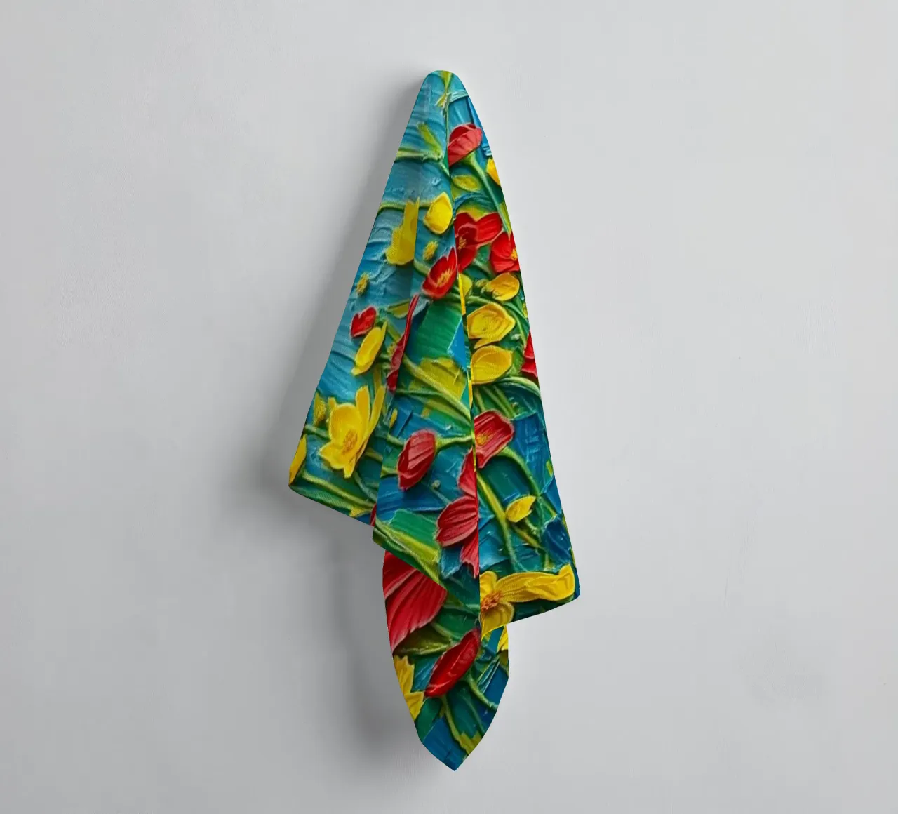 Levendige weide-serenade: Een gestructureerde symfonie badhanddoek van Artistic-shop