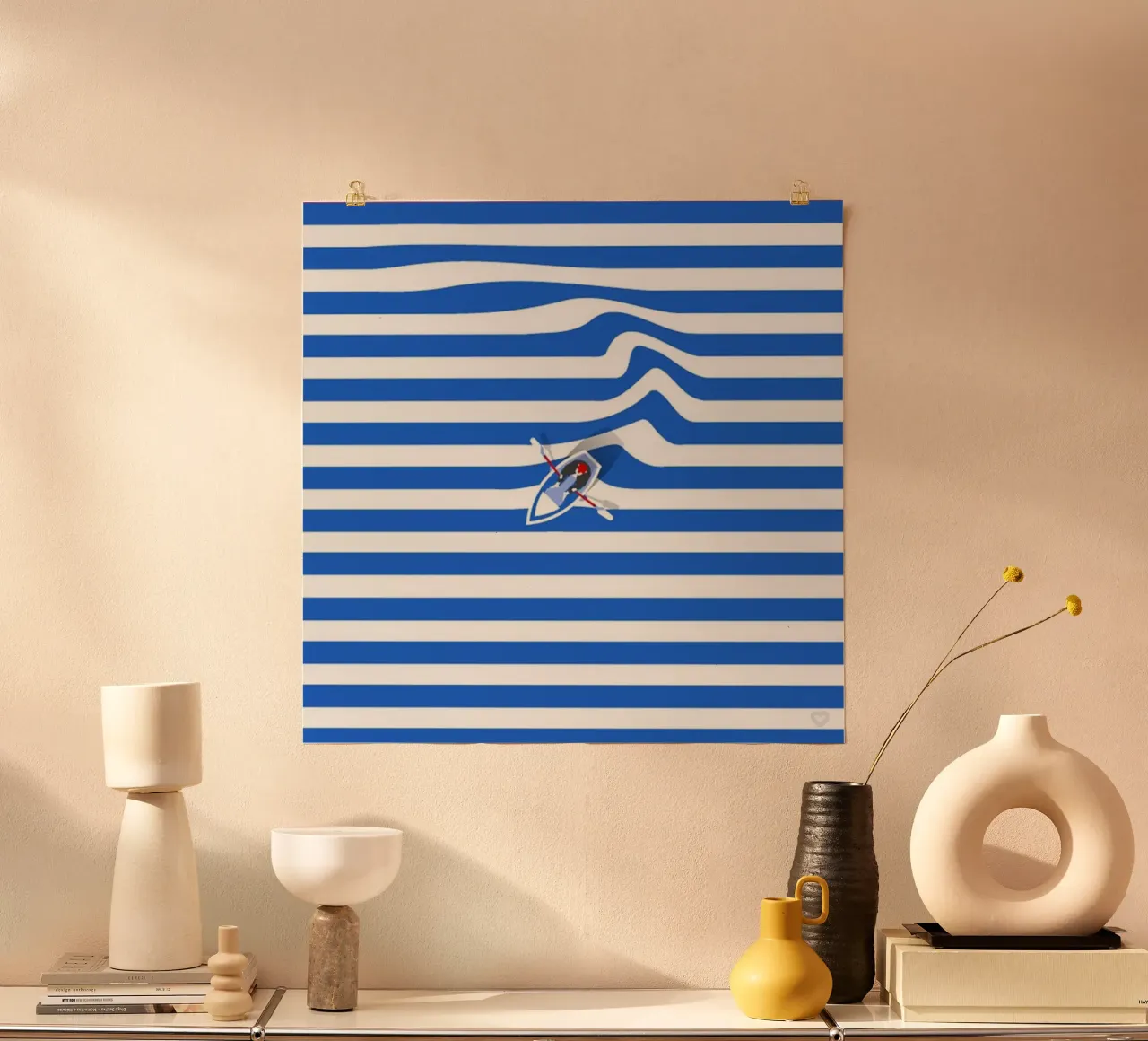 Navigare nel mare poster con telaio in legno da cosmos studio