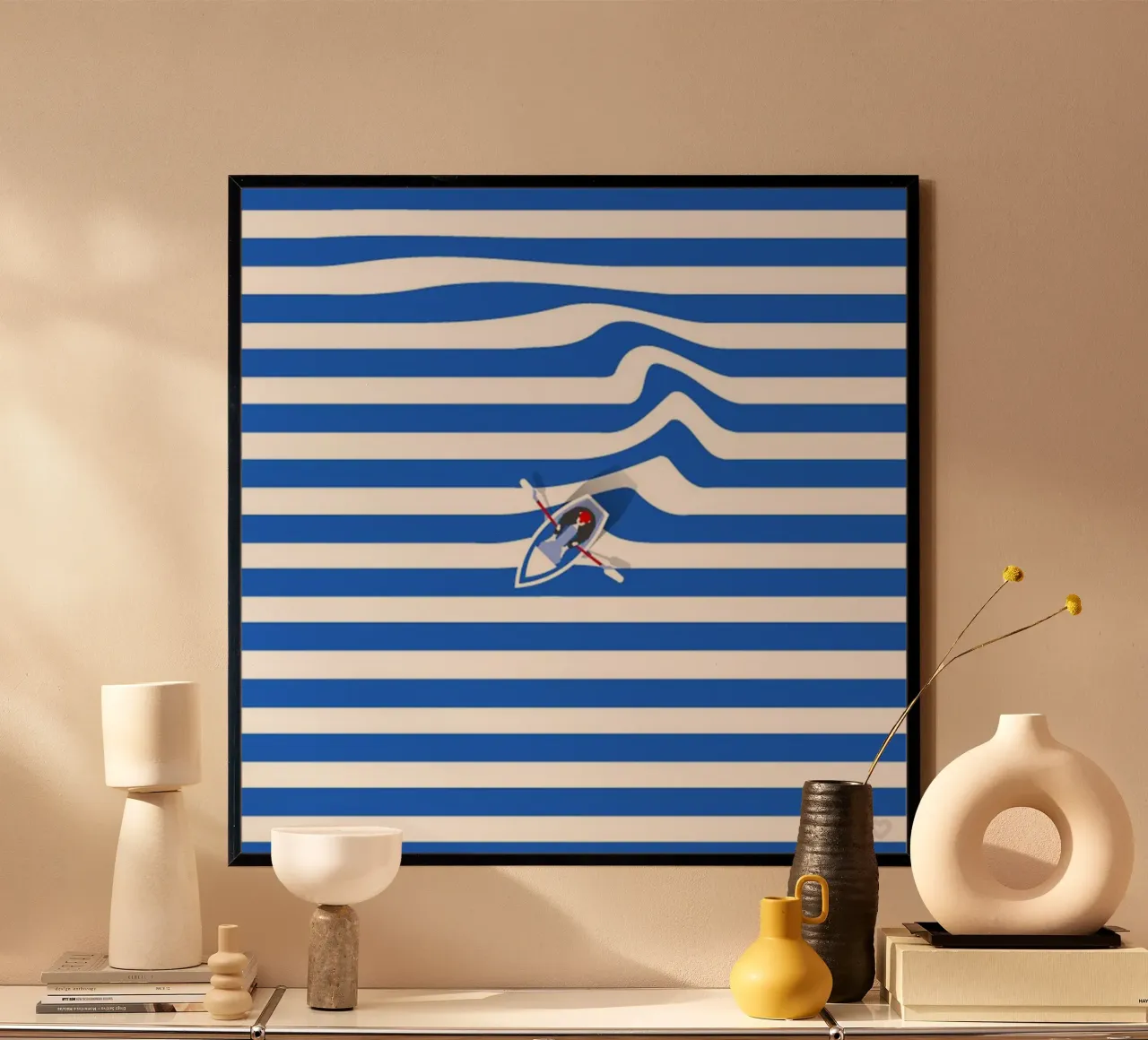 Navigare nel mare poster con telaio in legno da cosmos studio