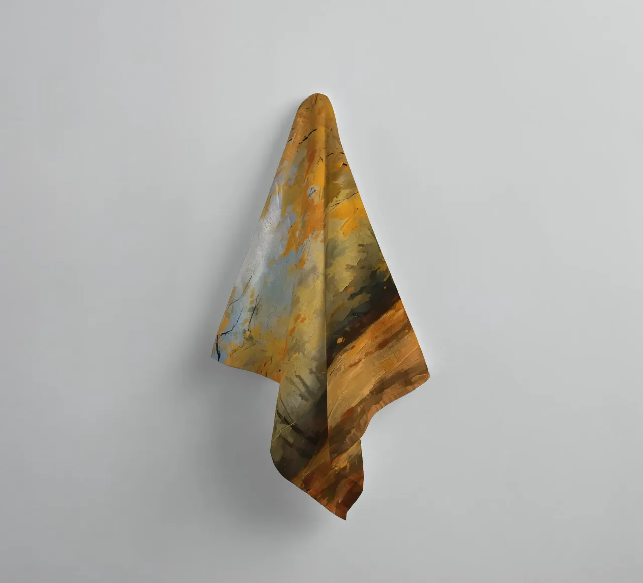 Painting of Autumn Forest with Yellow Trees and Path towel by DesignDoodle