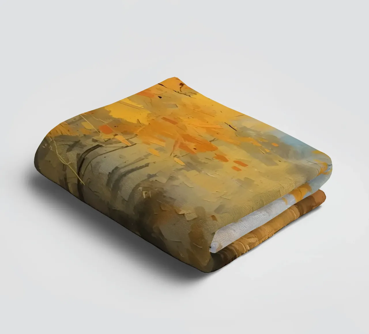 Painting of Autumn Forest with Yellow Trees and Path towel by DesignDoodle