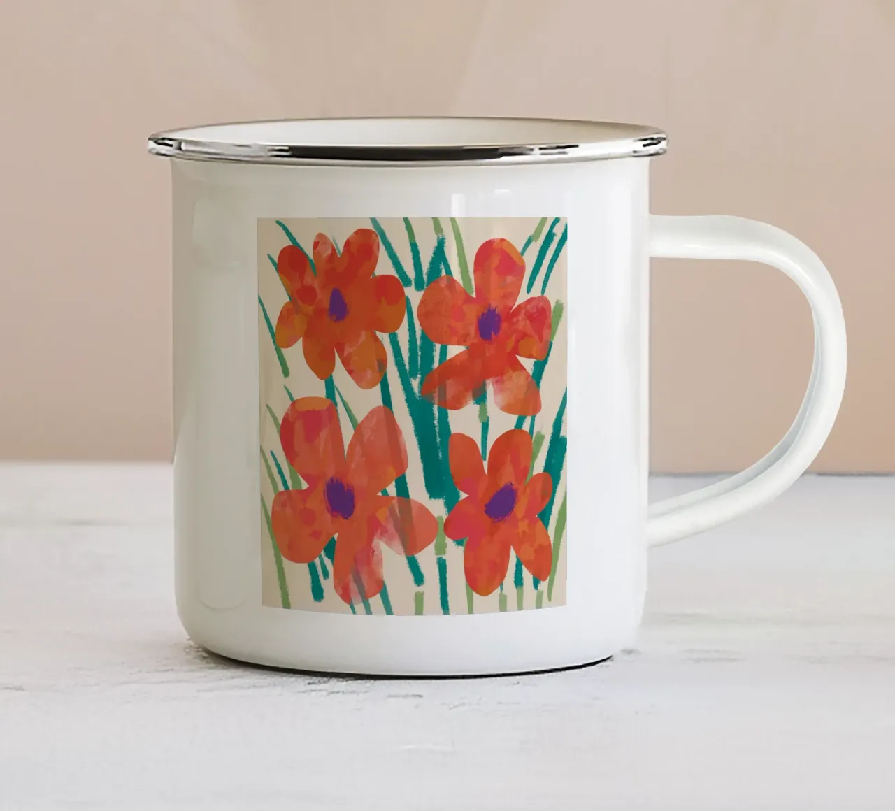 Botanical pattern 03 enamel mug by Little Dean