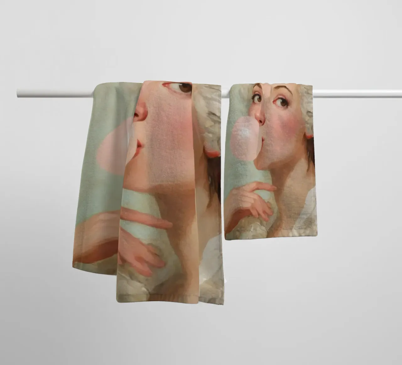 Madame Pompadour Blowing Bubblegum in Rococo Style towel by Modern Muse
