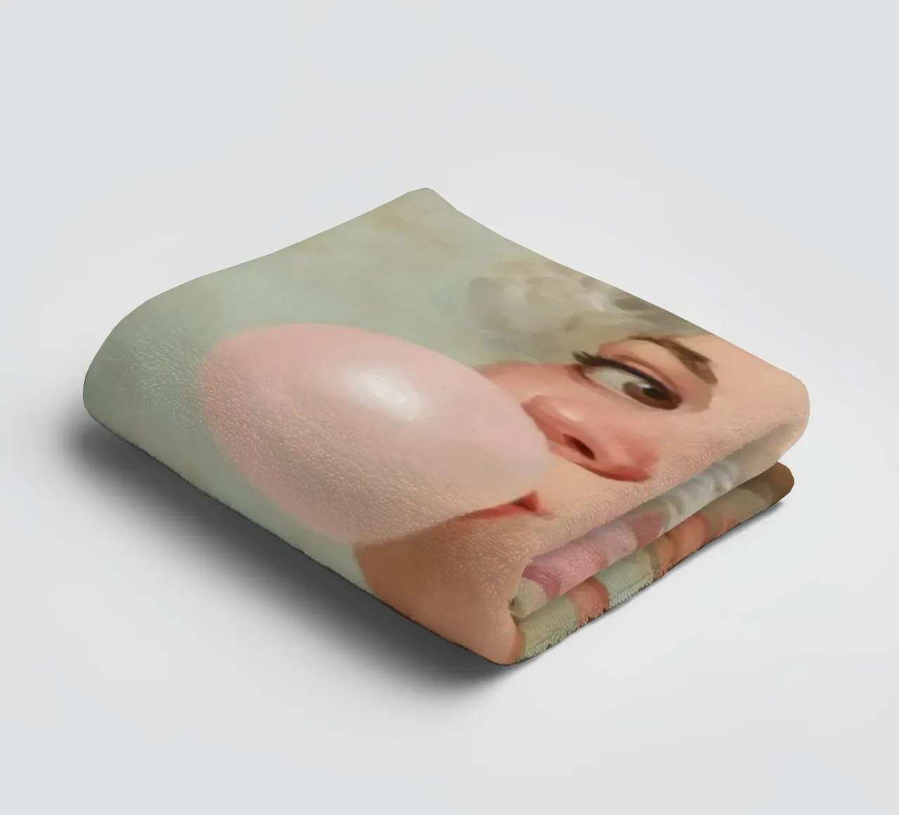 Madame Pompadour Blowing Bubblegum in Rococo Style towel by Modern Muse