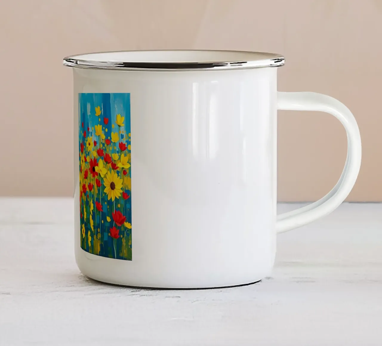 Un'esplosione di colori e texture tazza in smalto da Artistic-shop