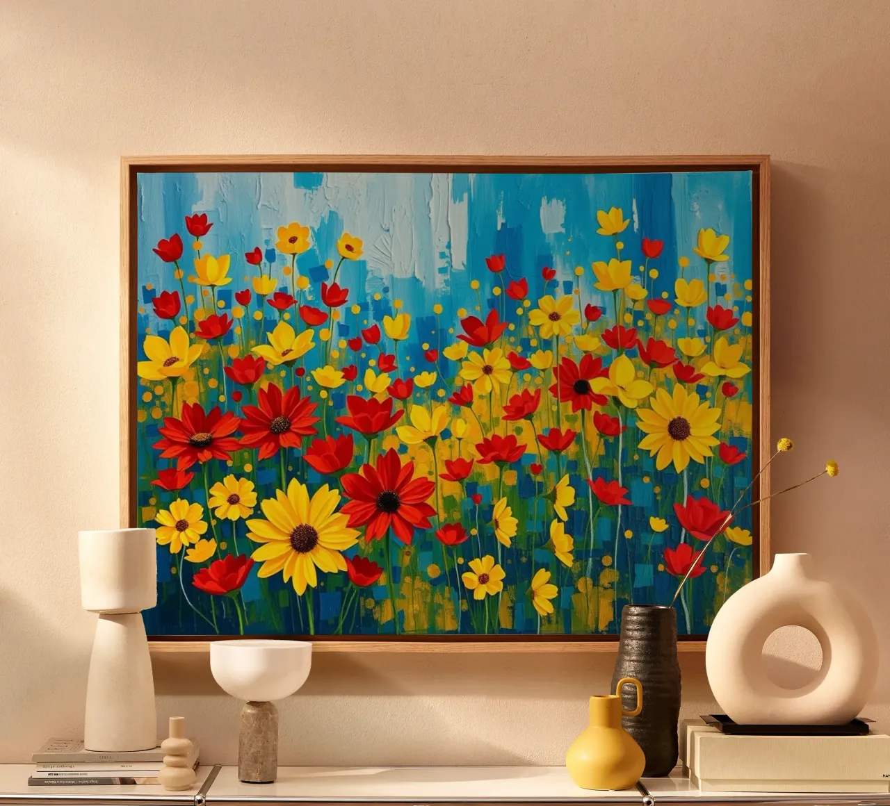 Un'esplosione di colori e texture tela con Cornice a cassetta da Artistic-shop