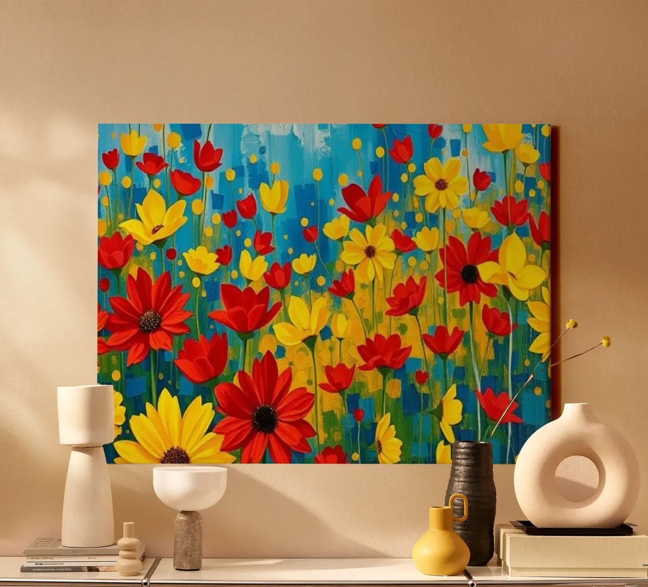 Un'esplosione di colori e texture tela con Cornice a cassetta da Artistic-shop