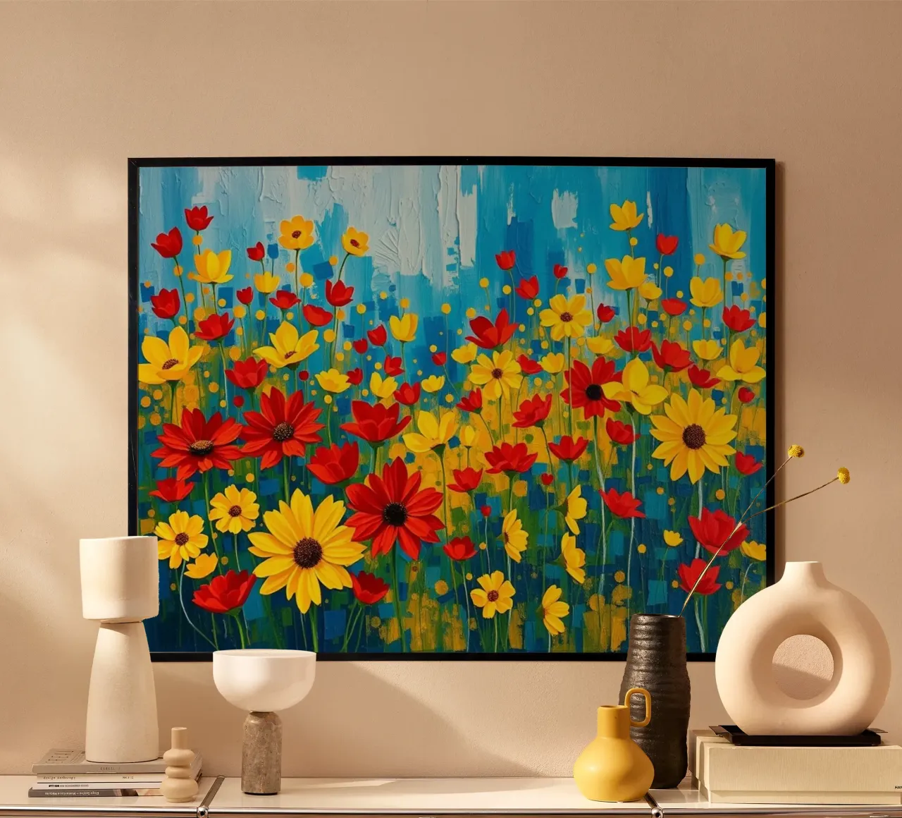 Un'esplosione di colori e texture poster con telaio in alluminio da Artistic-shop