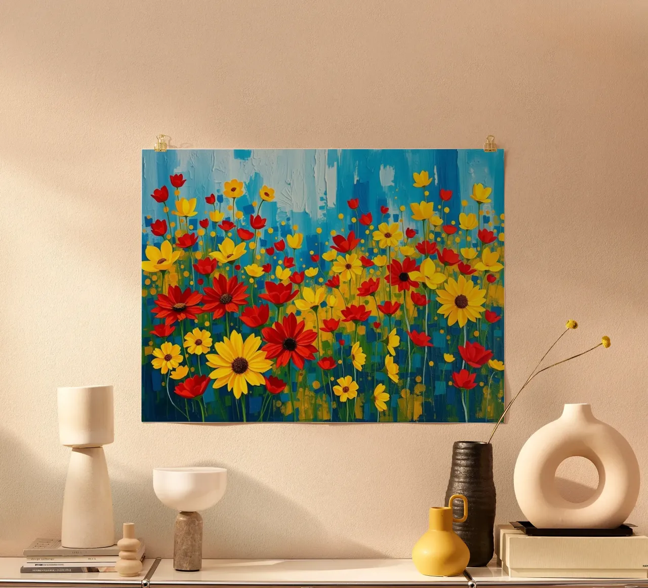 Un'esplosione di colori e texture poster con telaio in alluminio da Artistic-shop