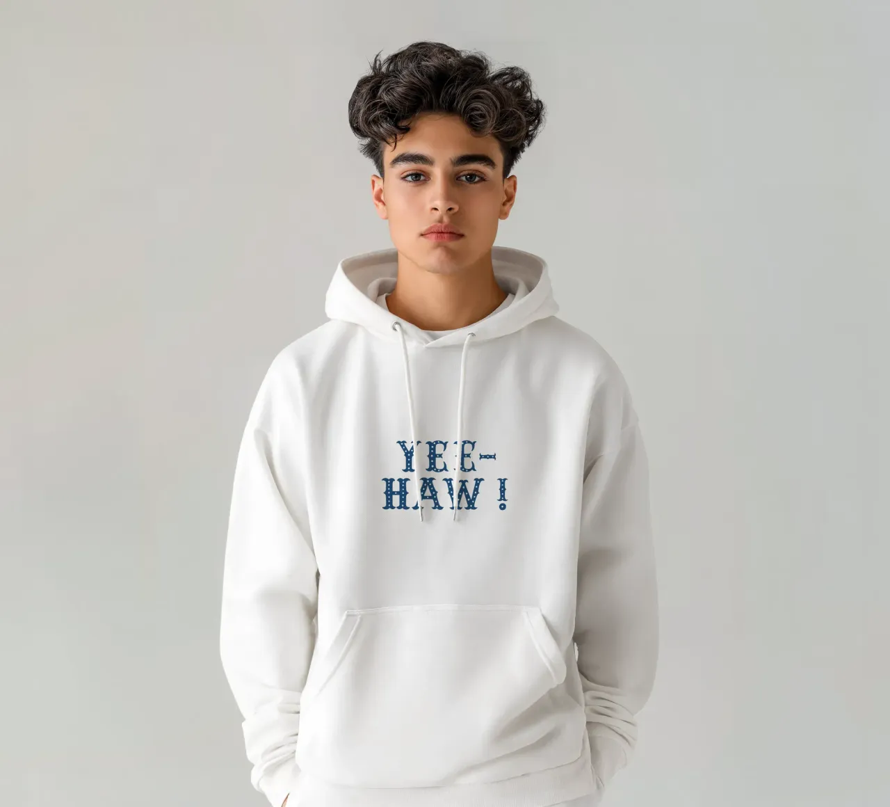 YEE-HAW! – Western Typography Print in red white blue felpa con cappuccio da Vivdesign