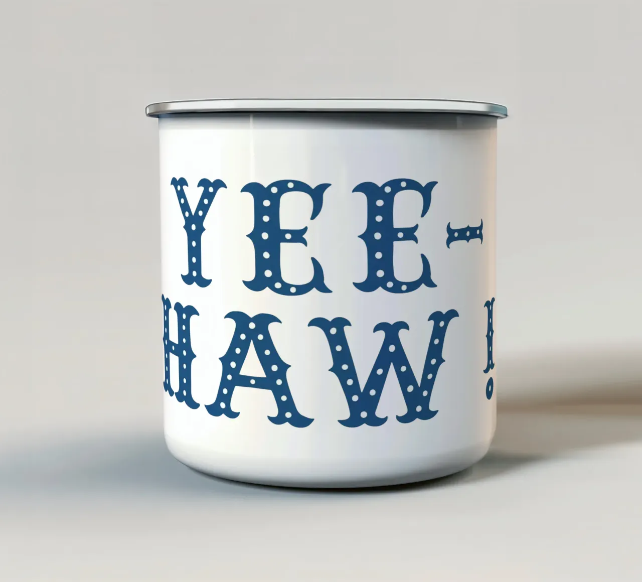 YEE-HAW! – Western Typography Print in red white blue tazza in smalto da Vivdesign
