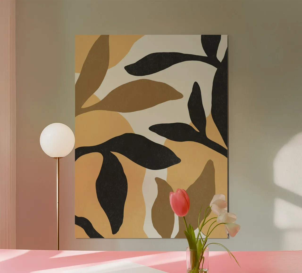 Astratto botanico - Marrone nero poster con telaio in legno da MoonlightPrint