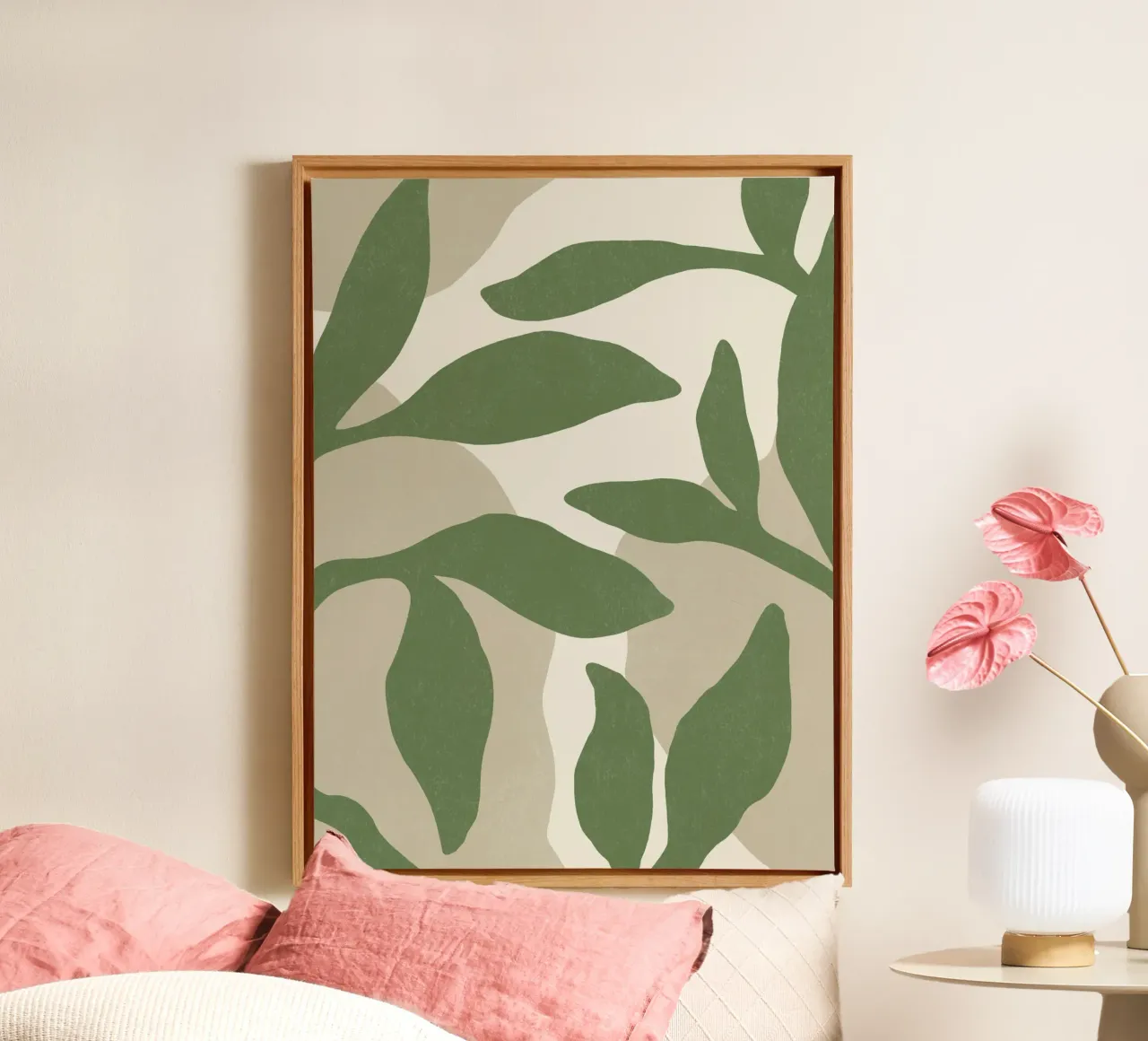 Astratto botanico - Verde tela con Cornice a cassetta da MoonlightPrint