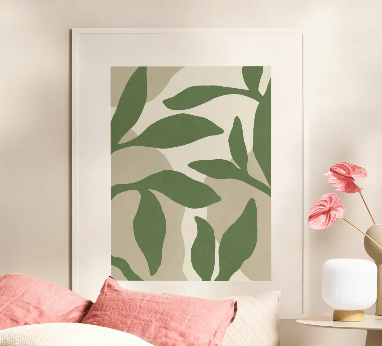 Astratto botanico - Verde poster con telaio in alluminio da MoonlightPrint